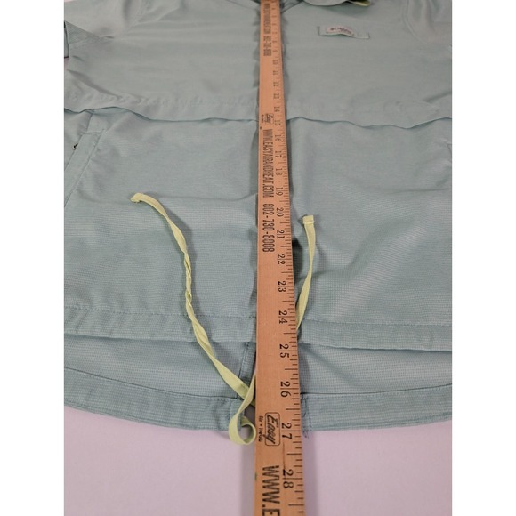 Columbia PFG Jacket Women Medium Green 1/2 Snap Hooded Fishing Hiking Pullover - Picture 12 of 13